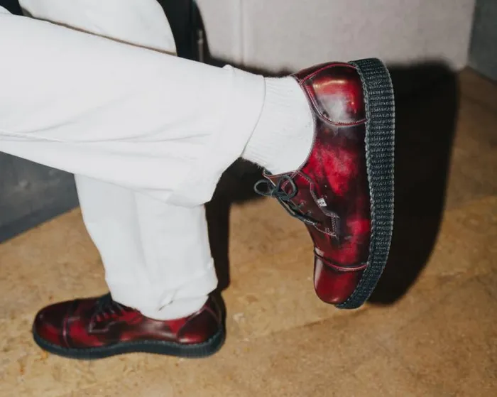 TUK Shoes Vegan Men Burgundy TUKskin Toe Cap Viva Low Creeper TUK Shoes Vegan Men Burgundy TUKskin Toe Cap Viva Low Creeper