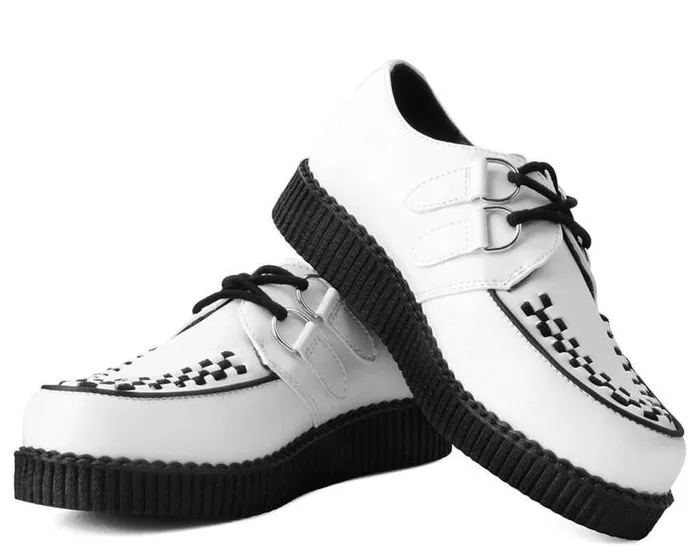 TUK Shoes Vegan Men White Faux Leather Vegan Viva Low Sole Creepers TUK Shoes Vegan Men White Faux Leather Vegan Viva Low Sole Creepers