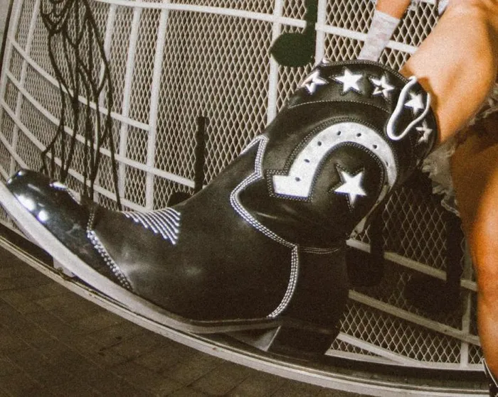 TUK Shoes Vegan Women Black and White Horseshoe Star Western Boot TUK Shoes Vegan Women Black and White Horseshoe Star Western Boot