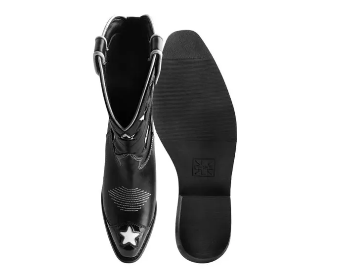 TUK Shoes Vegan Women Black and White Horseshoe Star Western Boot TUK Shoes Vegan Women Black and White Horseshoe Star Western Boot