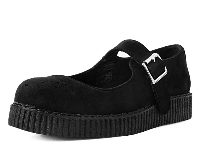 TUK Shoes Vegan Women Black Faux Suede Viva Low Mary Jane