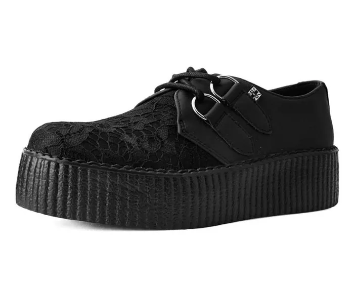 TUK Shoes Vegan Women Black Lace Viva Mondo Creeper