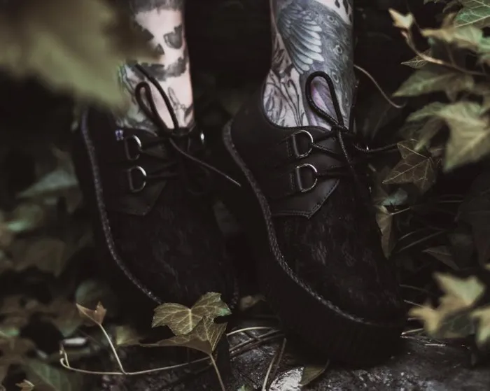 TUK Shoes Vegan Women Black Lace Viva Mondo Creeper TUK Shoes Vegan Women Black Lace Viva Mondo Creeper