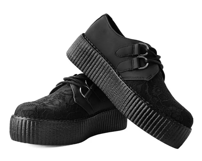 TUK Shoes Vegan Women Black Lace Viva Mondo Creeper TUK Shoes Vegan Women Black Lace Viva Mondo Creeper