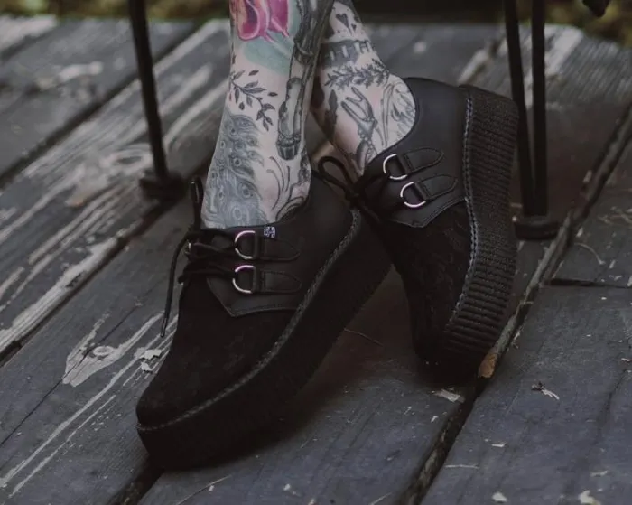 TUK Shoes Vegan Women Black Lace Viva Mondo Creeper TUK Shoes Vegan Women Black Lace Viva Mondo Creeper