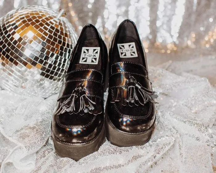 TUK Shoes Vegan Women Black Oil Haze Loafer Platform TUK Shoes Vegan Women Black Oil Haze Loafer Platform
