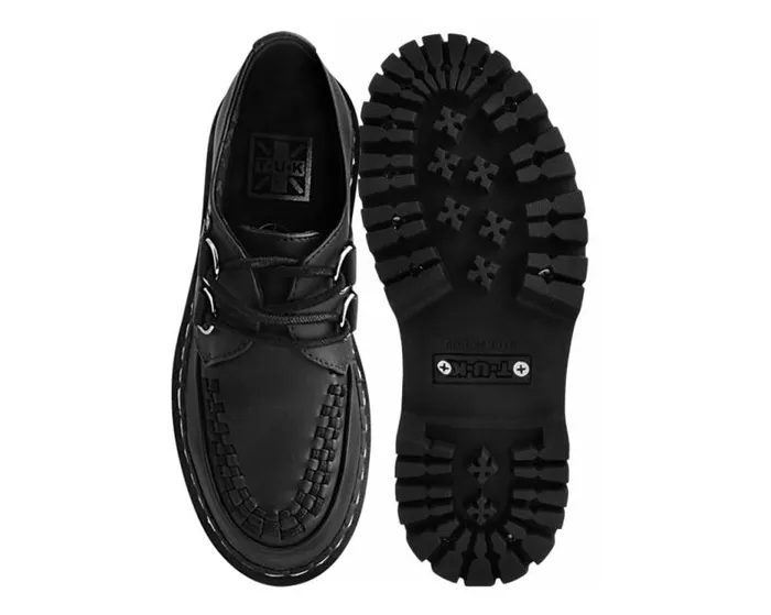 TUK Shoes Vegan Women Black TUKskin Interlace Double Decker Creeper TUK Shoes Vegan Women Black TUKskin Interlace Double Decker Creeper