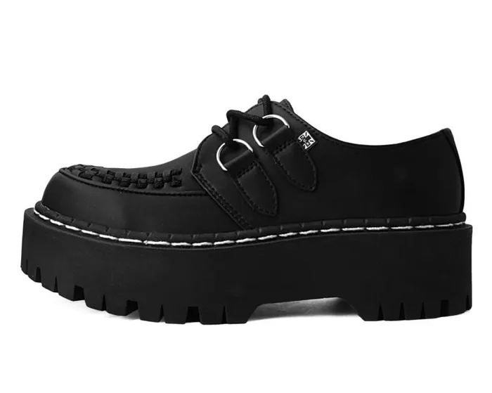 TUK Shoes Vegan Women Black TUKskin Interlace Double Decker Creeper TUK Shoes Vegan Women Black TUKskin Interlace Double Decker Creeper