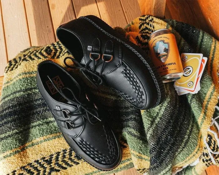 TUK Shoes Vegan Women Black TUKskin Vegan Viva Low Sole Creepers TUK Shoes Vegan Women Black TUKskin Vegan Viva Low Sole Creepers