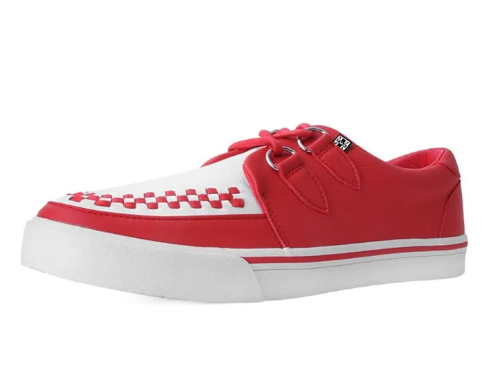 TUK Shoes Vegan Women Red and White 2Ring Creeper Sneaker