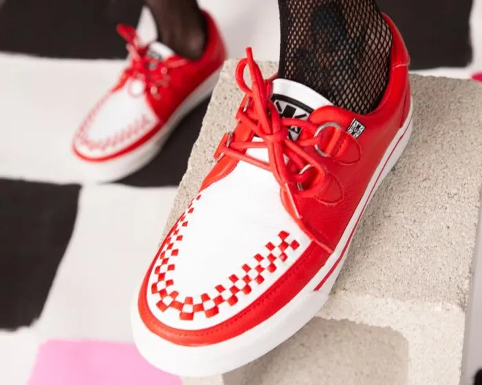 TUK Shoes Vegan Women Red and White 2Ring Creeper Sneaker TUK Shoes Vegan Women Red and White 2Ring Creeper Sneaker