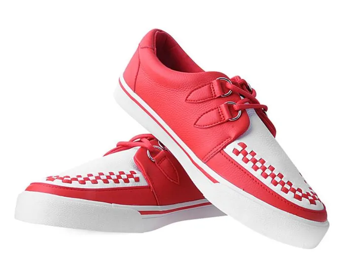 TUK Shoes Vegan Women Red and White 2Ring Creeper Sneaker TUK Shoes Vegan Women Red and White 2Ring Creeper Sneaker