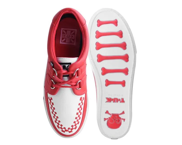 TUK Shoes Vegan Women Red and White 2Ring Creeper Sneaker TUK Shoes Vegan Women Red and White 2Ring Creeper Sneaker