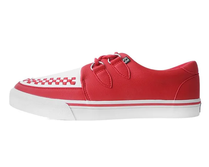 TUK Shoes Vegan Women Red and White 2Ring Creeper Sneaker TUK Shoes Vegan Women Red and White 2Ring Creeper Sneaker