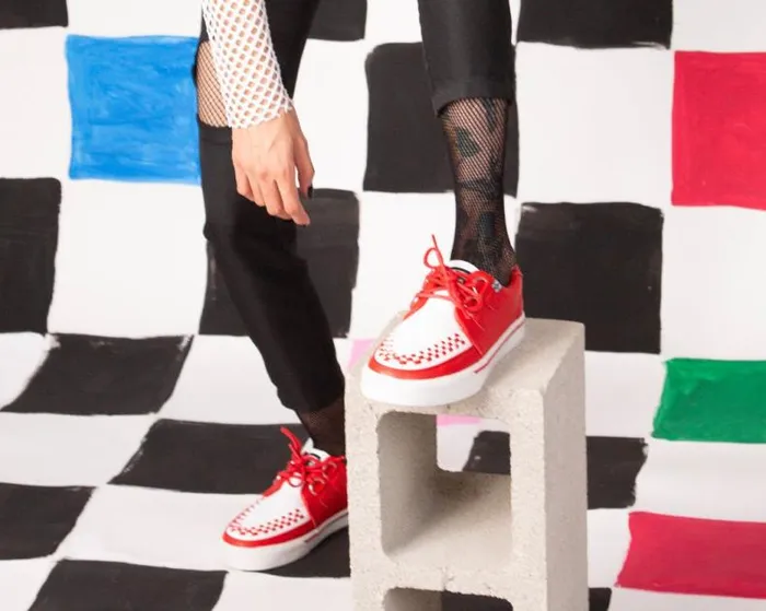 TUK Shoes Vegan Women Red and White 2Ring Creeper Sneaker TUK Shoes Vegan Women Red and White 2Ring Creeper Sneaker