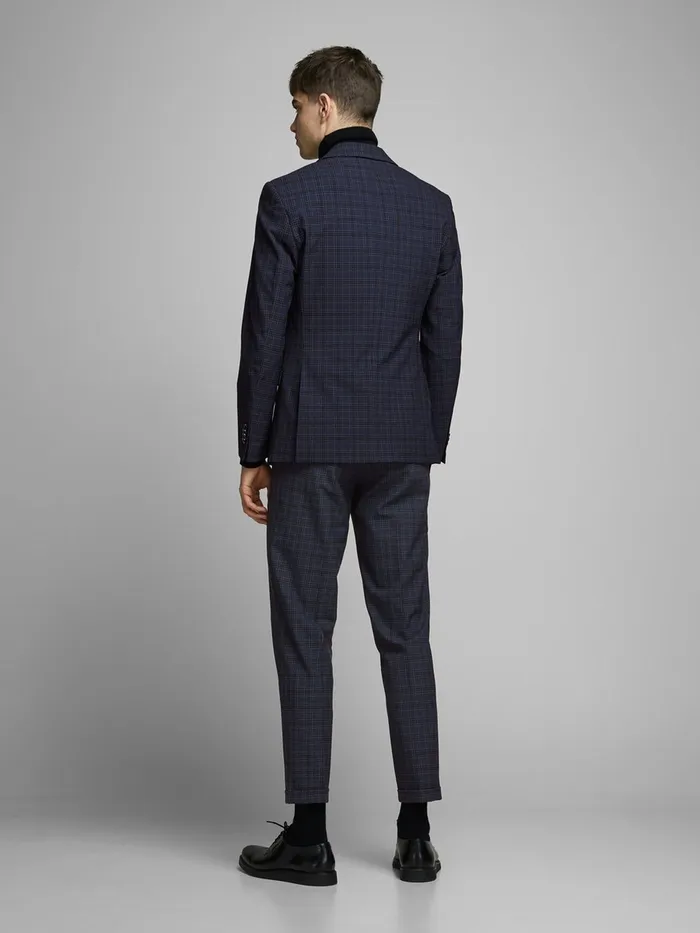 Tailoring JACK and JONES Mens CHECKED TAILORED TROUSERS Blue Dark Navy