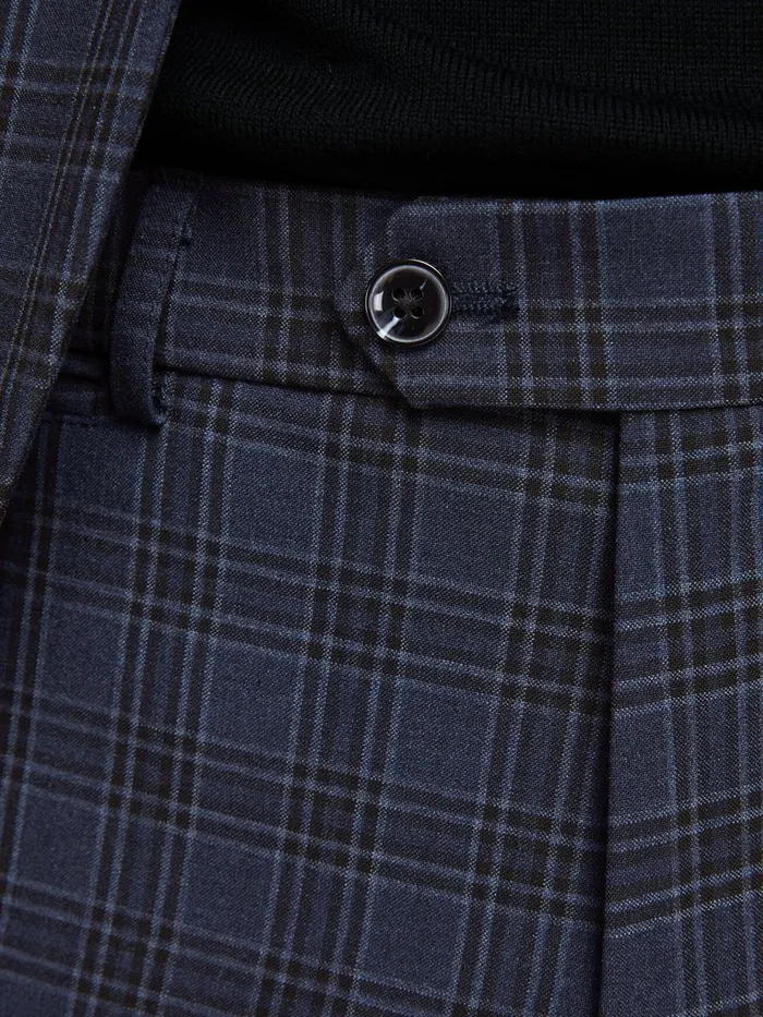 Tailoring JACK and JONES Mens CHECKED TAILORED TROUSERS Blue Dark Navy