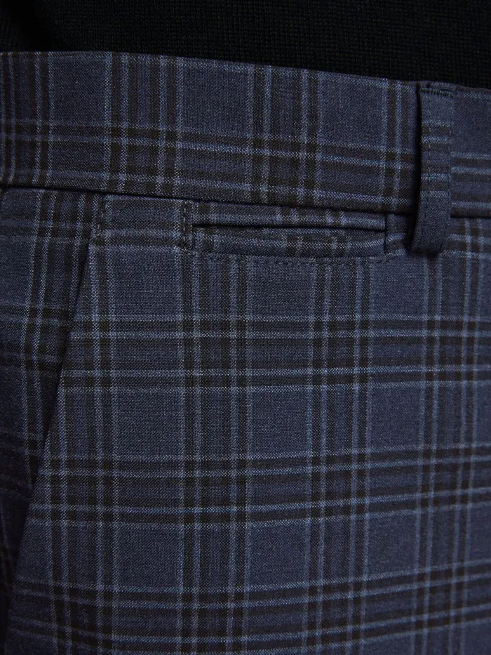 Tailoring JACK and JONES Mens CHECKED TAILORED TROUSERS Blue Dark Navy