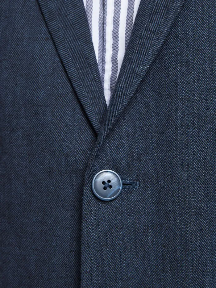 Tailoring JACK and JONES Mens SUPER SLIM FIT LINEN BLAZER Blue Dark Navy