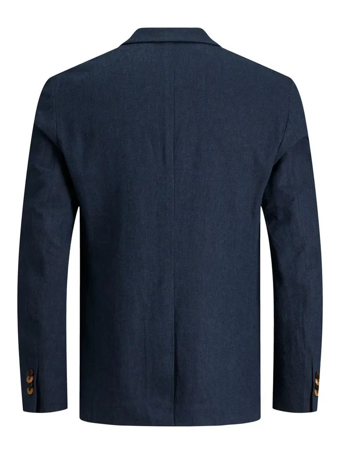 Tailoring JACK and JONES Mens SUPER SLIM FIT LINEN BLAZER Blue Dark Navy