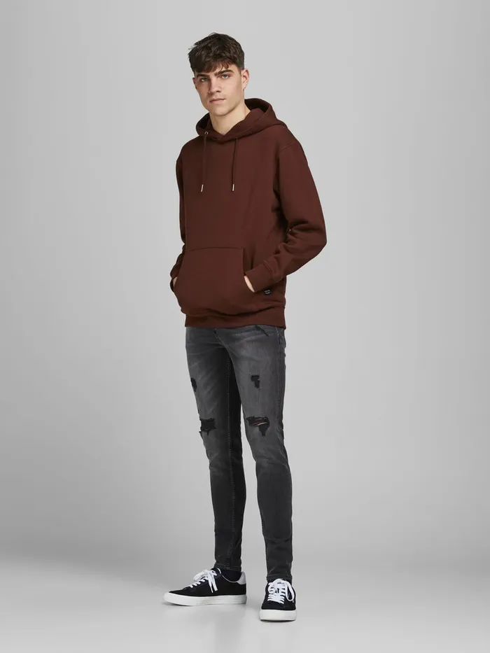 Tapered Jeans JACK and JONES Mens PETE ORIGINAL CJ 294 SKINNY TAPERED FIT JEANS Grey Black Denim