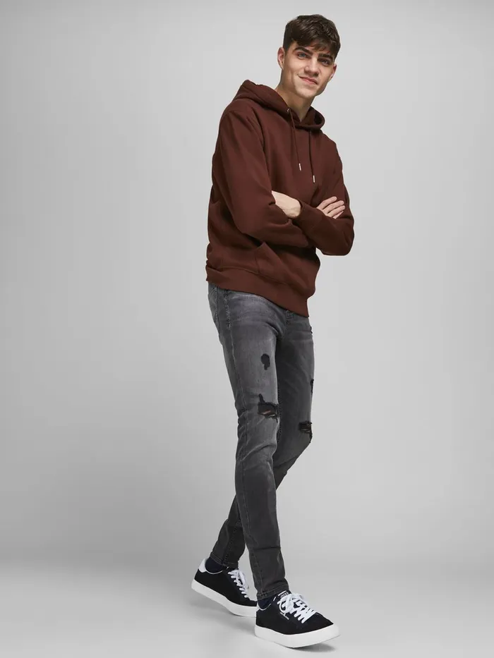 Tapered Jeans JACK and JONES Mens PETE ORIGINAL CJ 294 SKINNY TAPERED FIT JEANS Grey Black Denim