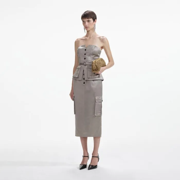 Taupe Satin Corset Top Women Self Portrait Tops Taupe Satin Corset Top Women Self Portrait Tops