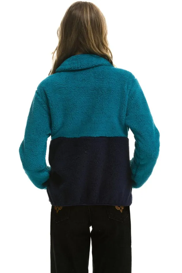 Teddy Apres Half Zip Color Block Jacket 8211 Capri WomenMen Aviator Nation Teddy Jackets
