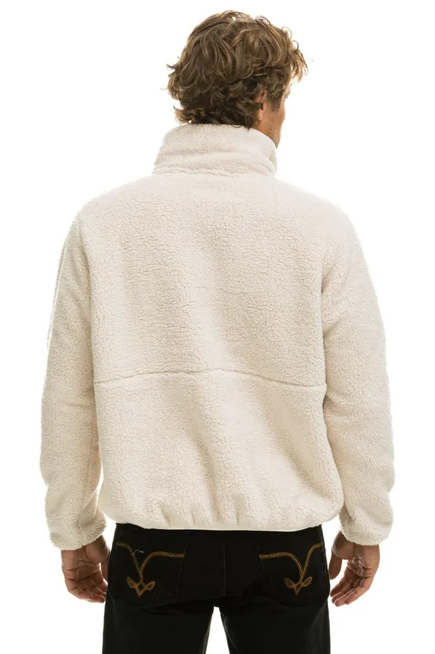 Teddy Unisex Half Zip Jacket 8211 Vintage White WomenMen Aviator Nation Teddy Jackets