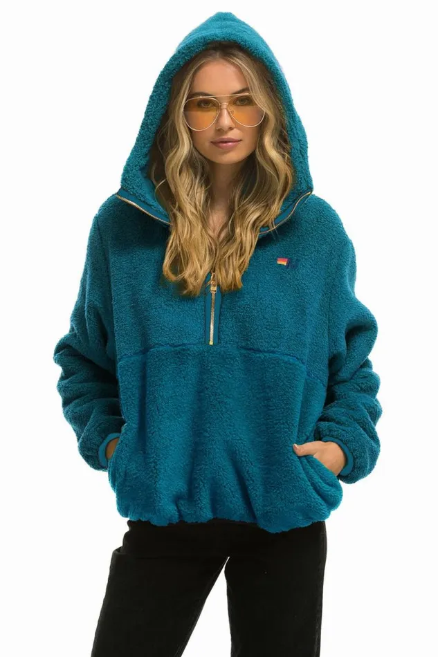 Teddy Unisex Hooded Half Zip Jacket 8211 Capri WomenMen Aviator Nation Teddy Jackets Teddy Unisex Hooded Half Zip Jacket 8211 Capri WomenMen Aviator Nation Teddy Jackets