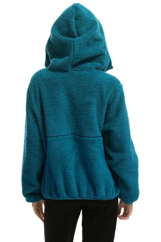 Teddy Unisex Hooded Half Zip Jacket 8211 Capri WomenMen Aviator Nation Teddy Jackets