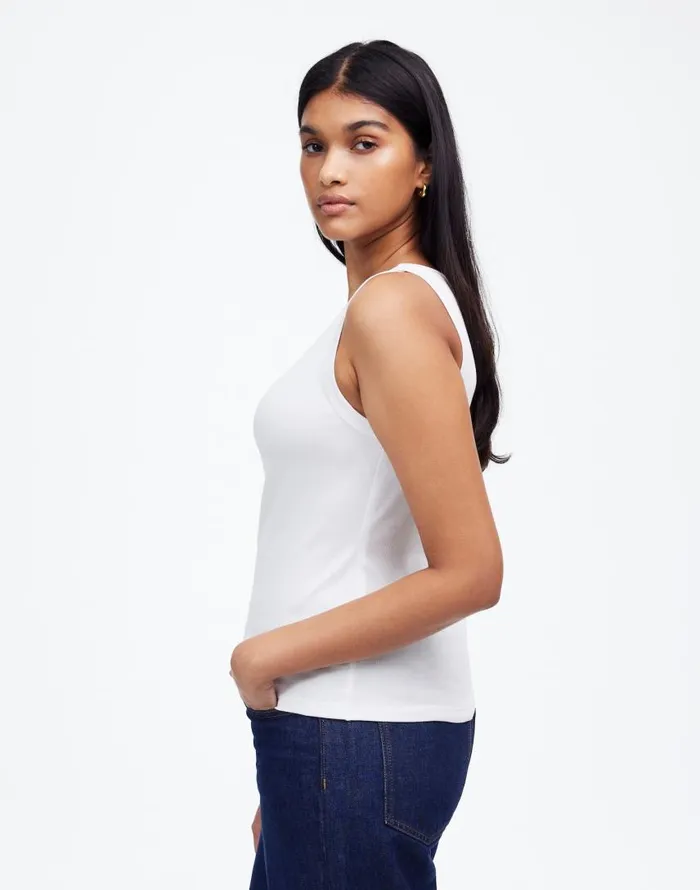 Tees Women Madewell Regenerative Cotton Ribbed High Neck Tank White