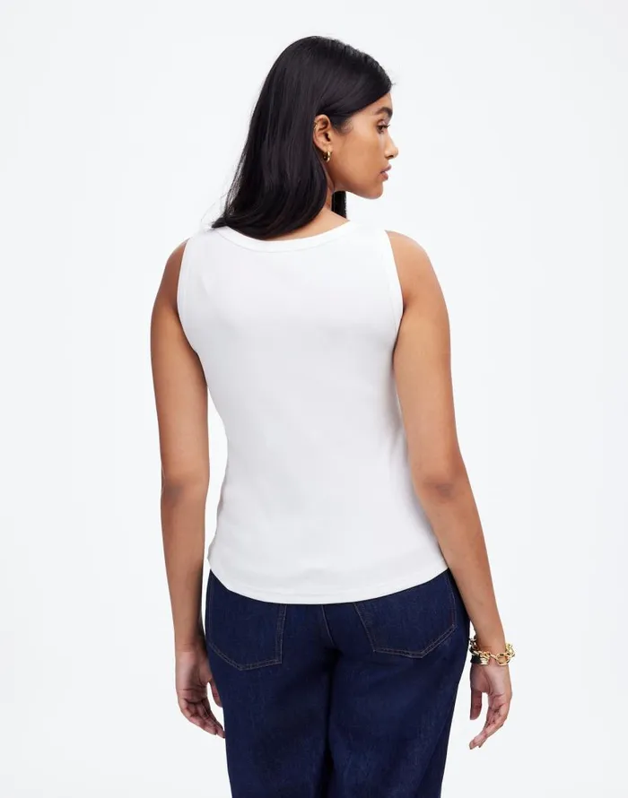 Tees Women Madewell Regenerative Cotton Ribbed High Neck Tank White