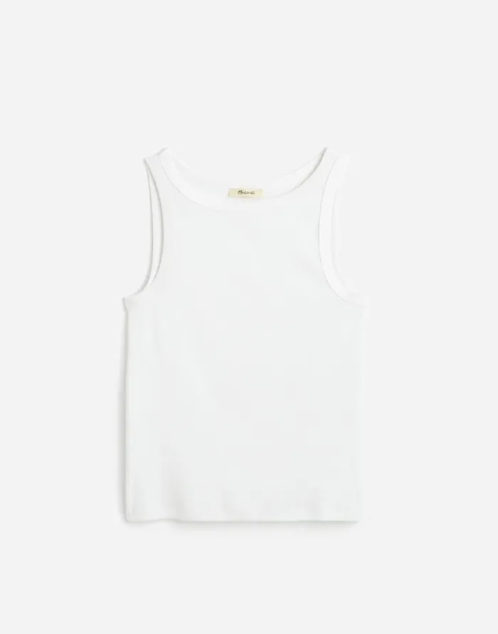 Tees Women Madewell Regenerative Cotton Ribbed High Neck Tank White