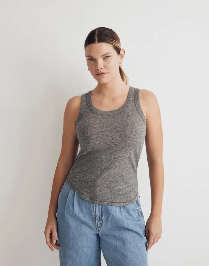 Tees Women Madewell Whisper Cotton Scoopneck Tank Top Hthr Iron