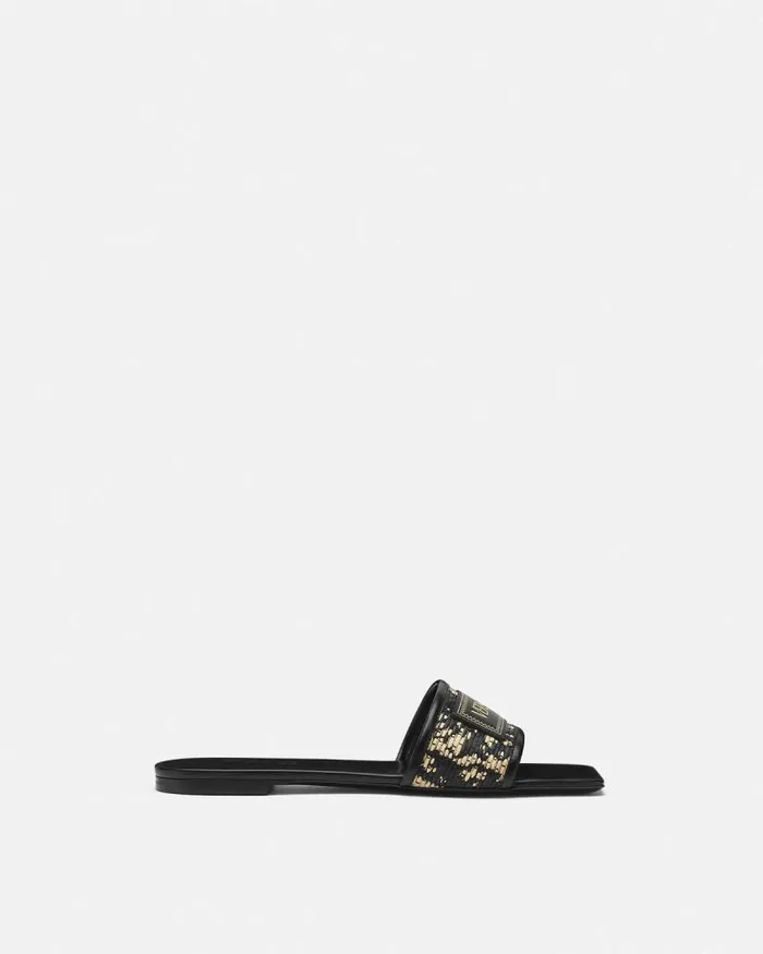 Theia Barocco Raffia Flats Blackprint Women Versace Sandals