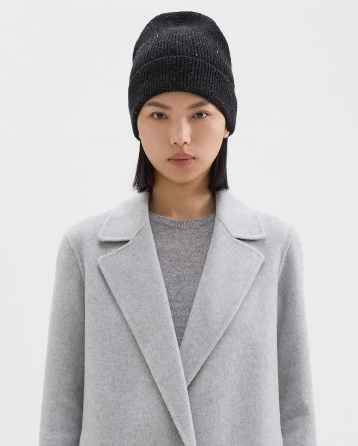 Theory Beanie In Donegal WoolCashmere Charcoal Multi Women Hats Gloves Scarves Theory Beanie In Donegal WoolCashmere Charcoal Multi Women Hats Gloves Scarves