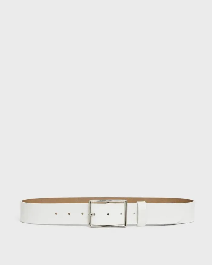 Theory Center Bar Belt In Leather White Women Belts Theory Center Bar Belt In Leather White Women Belts