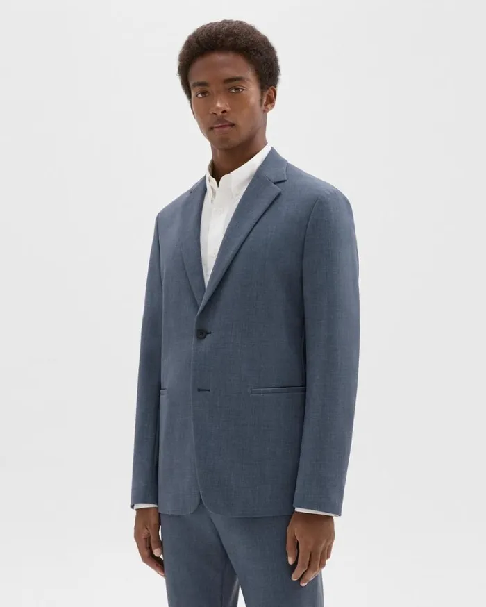 Theory Clinton Blazer In Printed Precision Ponte Dusty Blue Mel Men Blazers Jackets Theory Clinton Blazer In Printed Precision Ponte Dusty Blue Mel Men Blazers Jackets