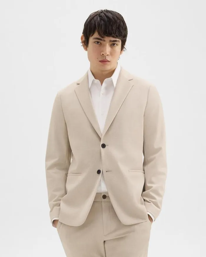 Theory Clinton Blazer In Printed Precision Ponte Sand Multi Men Blazers Jackets