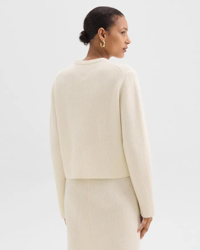 Theory Crewneck Sweater In Felted WoolCashmere Ivory Women Sweaters Cardigans Theory Crewneck Sweater In Felted WoolCashmere Ivory Women Sweaters Cardigans
