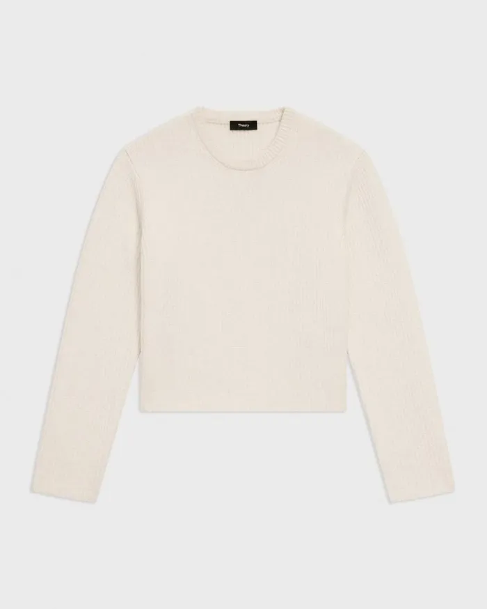 Theory Crewneck Sweater In Felted WoolCashmere Ivory Women Sweaters Cardigans Theory Crewneck Sweater In Felted WoolCashmere Ivory Women Sweaters Cardigans