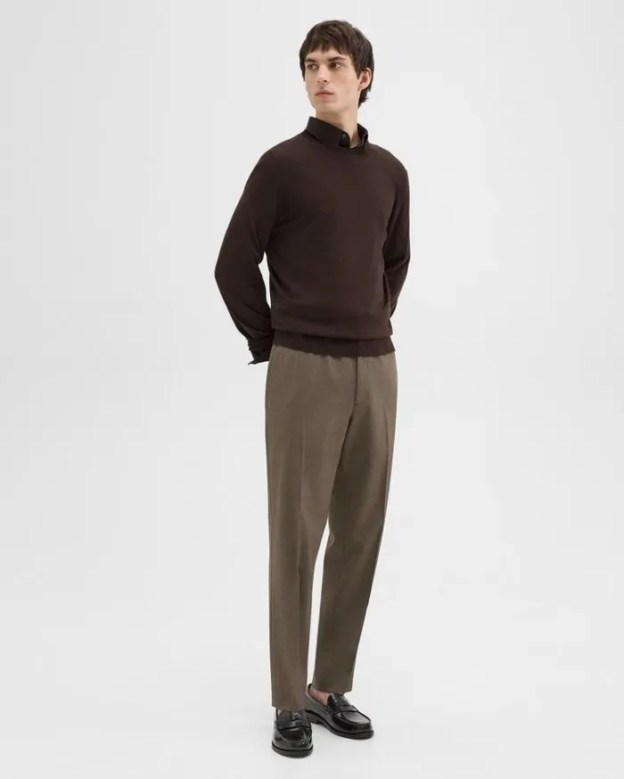 Theory Crewneck Sweater In Regal Wool Hickory Men Sweaters Cardigans