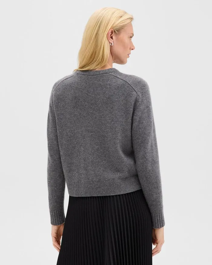 Theory Cropped Sweater In Cashmere Light Charcoal Women Sweaters Cardigans Theory Cropped Sweater In Cashmere Light Charcoal Women Sweaters Cardigans