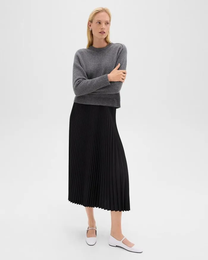 Theory Cropped Sweater In Cashmere Light Charcoal Women Sweaters Cardigans Theory Cropped Sweater In Cashmere Light Charcoal Women Sweaters Cardigans