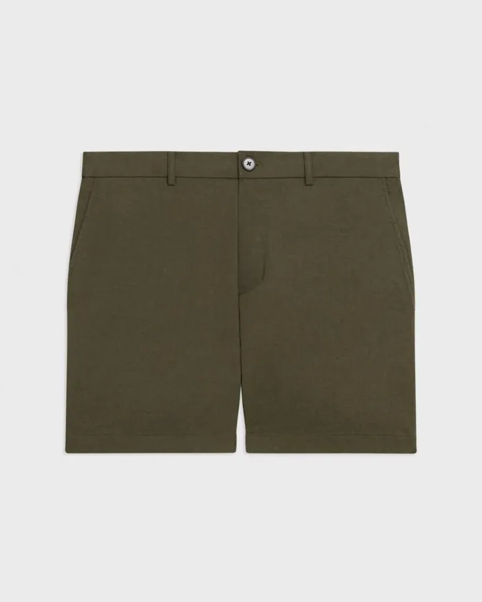 Theory Curtis 7034 Drawstring Short In Good Linen Dark Olive Men Shorts