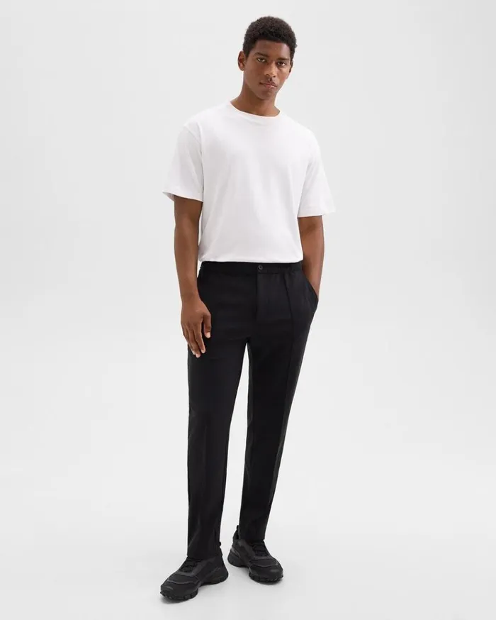 Theory Curtis Drawstring Pant In Precision Ponte Black Men Pants