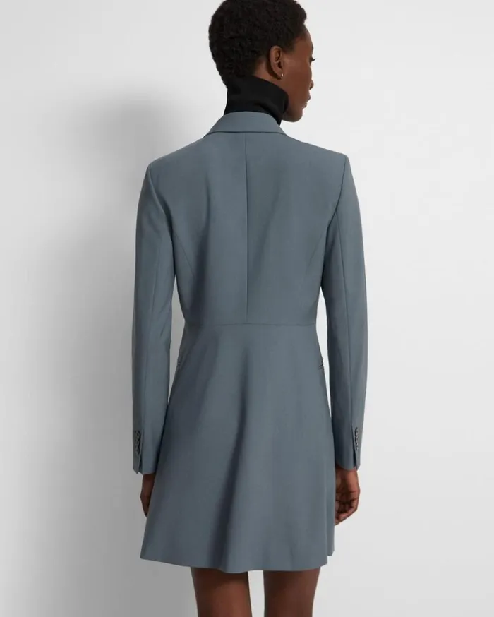 Theory DoubleBreasted Blazer Dress In Good Wool Blue Granite Women Dresses