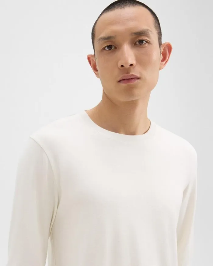 Theory Essential LongSleeve Tee In Anemone Modal Jersey Winter White Men TShirts Polos Theory Essential LongSleeve Tee In Anemone Modal Jersey Winter White Men TShirts Polos