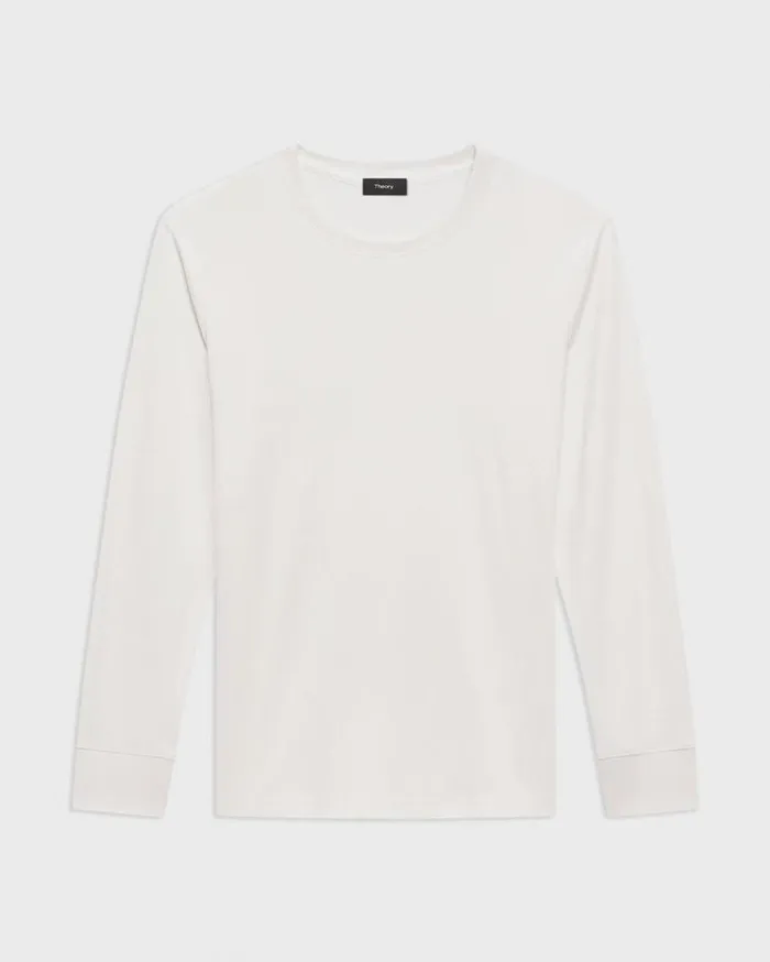Theory Essential LongSleeve Tee In Anemone Modal Jersey Winter White Men TShirts Polos Theory Essential LongSleeve Tee In Anemone Modal Jersey Winter White Men TShirts Polos